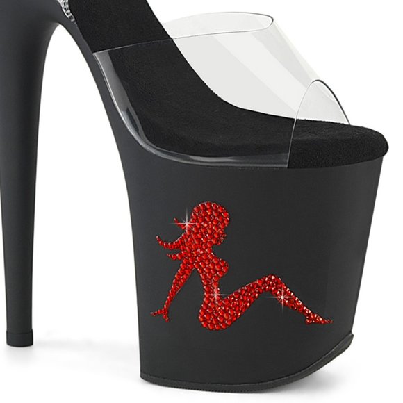 Amazon.com | XYD Women Peep Toe Rhinestone Bejeweled  Rhinestone Trucker Girl Platform High Heel Shoes